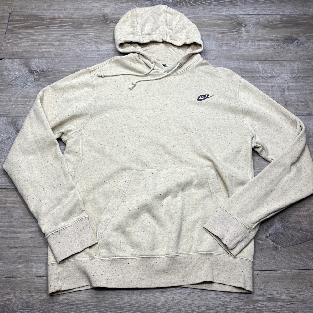 Nike Hoodie Mens M‎ Cream Oatmeal Speckled Confetti Pullover Sweatshirt Active